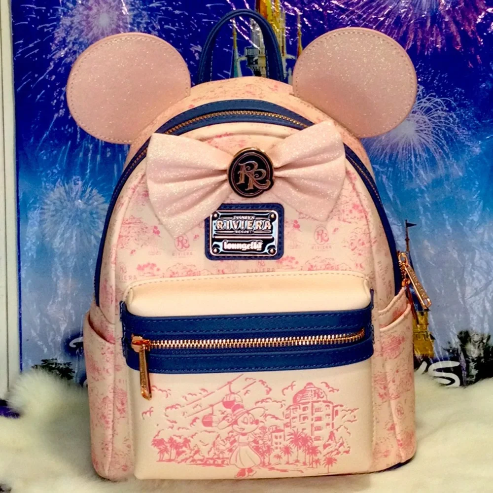 Disney parks riviera resort exclusive pink navy and rose gold debossed loungefly - Picture 1 of 3